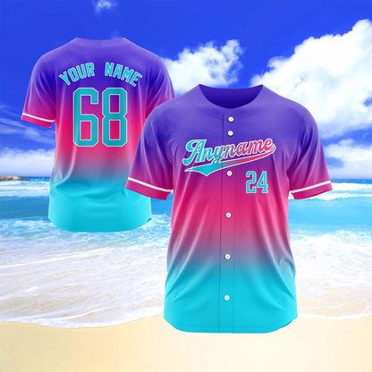 Gradient Custom Baseball Jersey, Personalized Team Name & Number Logo Shirt, Matching Sports Gift for  Adult Kid, Gradient Baseball Uniform