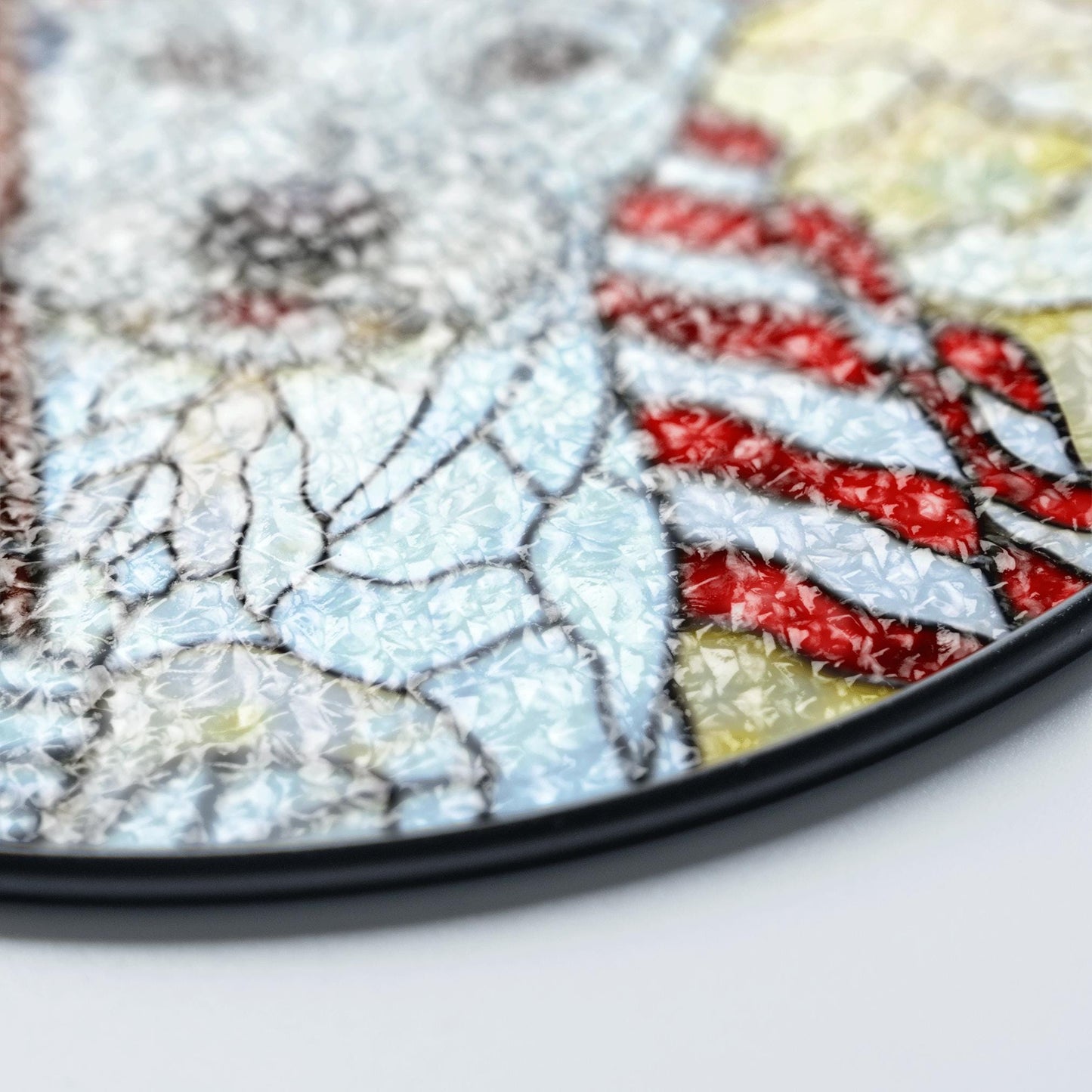Patriotic dog American flag stained glass window art round suncatcher gift for July Fourth dog lover home decor