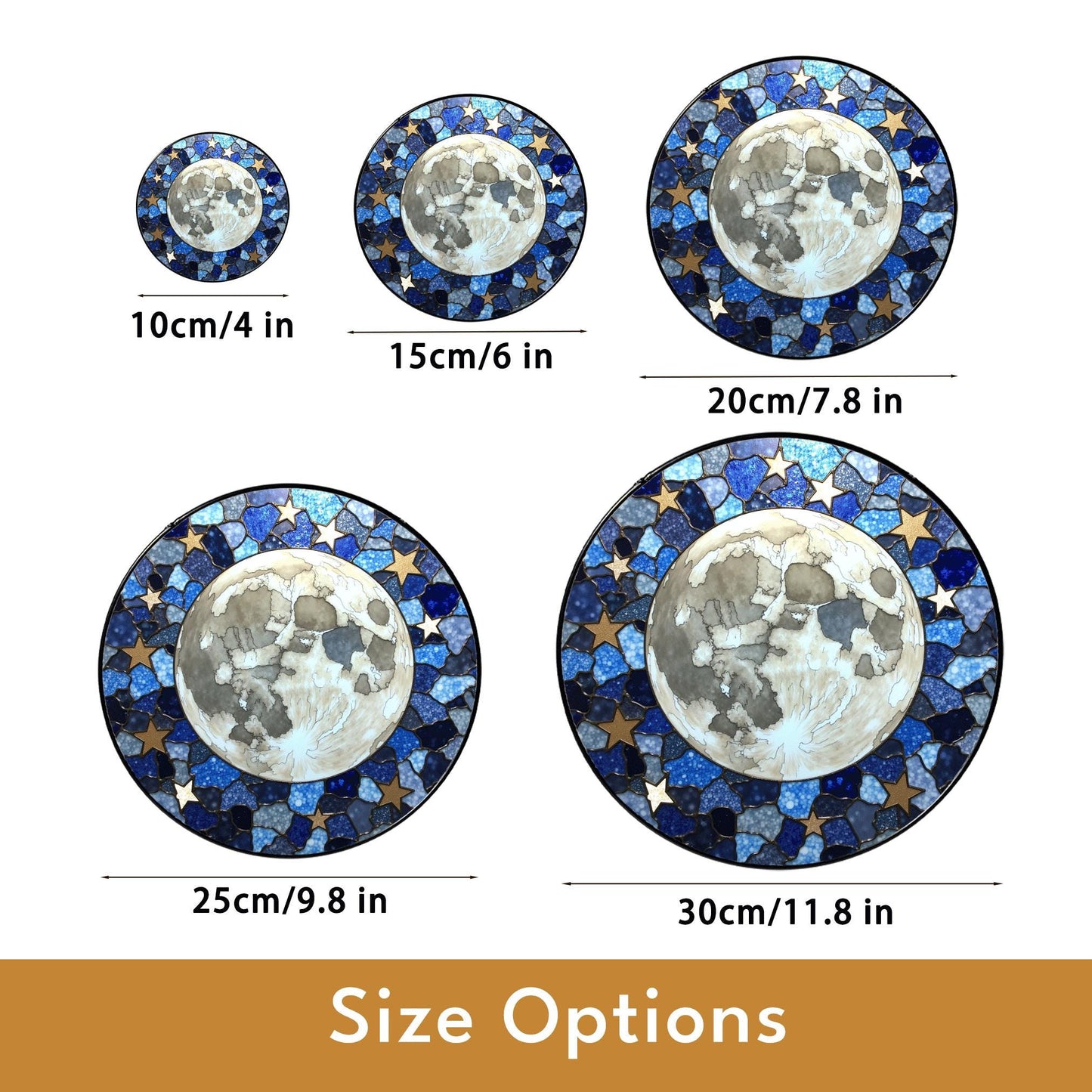 Mosaic Moon Starry Night stained glass suncatcher round window hanging celestial art gift for space lover mom birthday