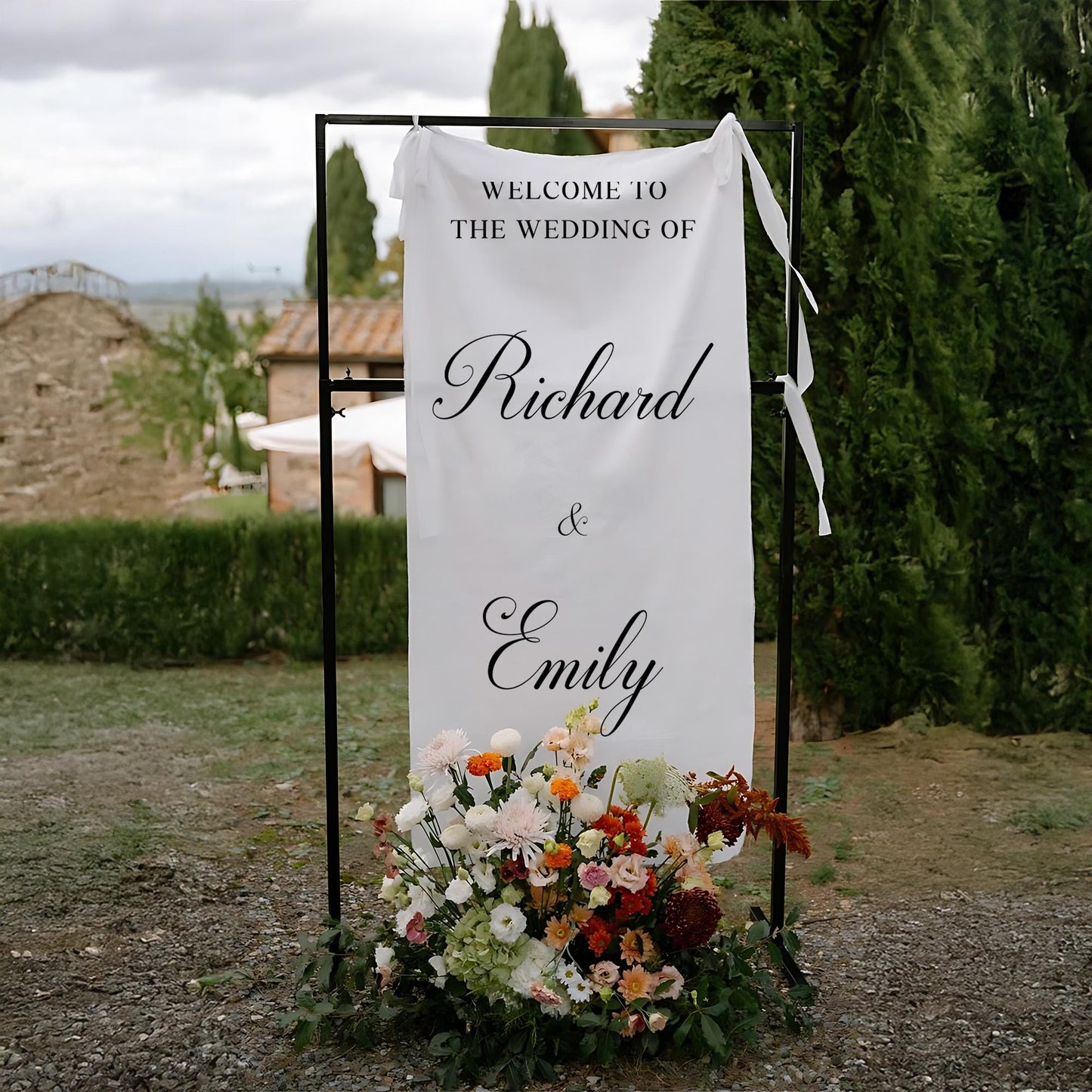 Custom Fabric Wedding Welcome Sign, Modern Wedding Sign, Wedding Banner, Personalised Wedding Decor, Engagement Party Sign, Boho Wedding