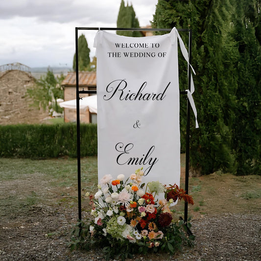 Custom Fabric Wedding Welcome Sign, Modern Wedding Sign, Wedding Banner, Personalised Wedding Decor, Engagement Party Sign, Boho Wedding