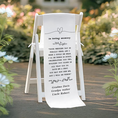 Reserved Wedding Memorial Chair Sign, Custom Memorial Wedding Sign, Wedding Chair Banner In Memory Of Loved Ones, Personalized Fabric Sign