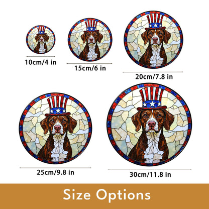 Fourth of July Uncle Sam dog art stained glass suncatcher window decor gift for patriotic dog lover