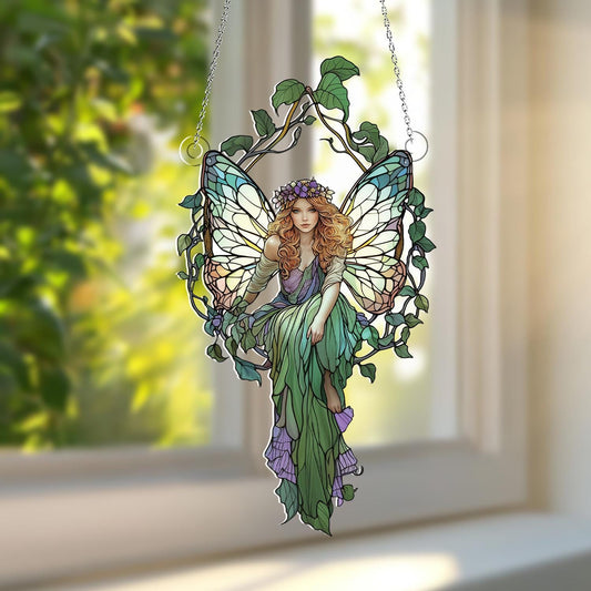Patrick's Day Fairies Faux Stained Glass, Patrick's Day Suncatcher, Patrick's Day Window Hanging, Lucky Shamrock Decor, Irish Magical