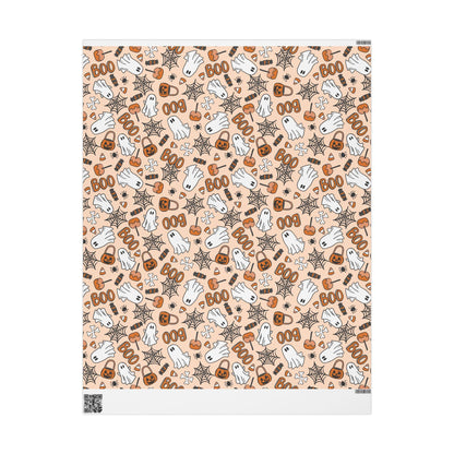 Halloween Wrapping Paper with Ghosts and Pumpkins, Spooky Gift Wrap Roll for Kids Halloween Party Favors