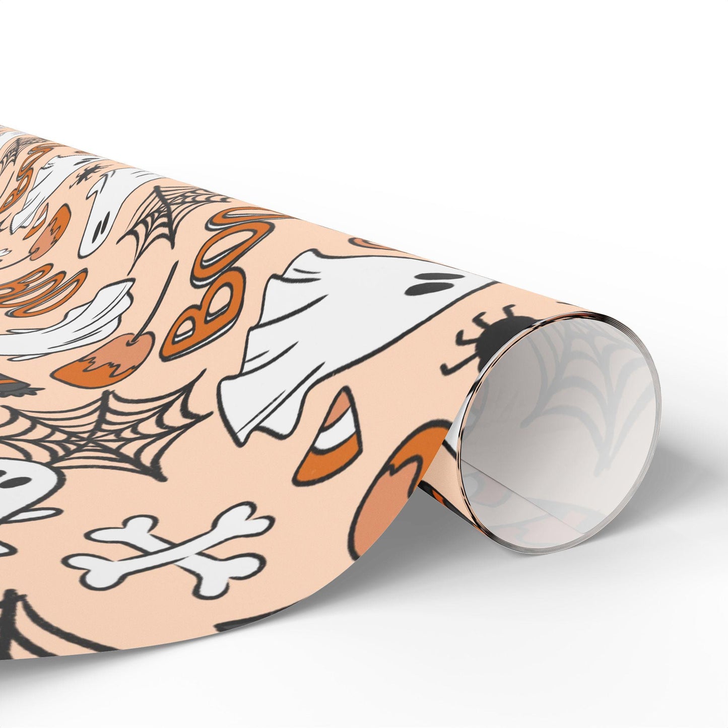 Halloween Wrapping Paper with Ghosts and Pumpkins, Spooky Gift Wrap Roll for Kids Halloween Party Favors