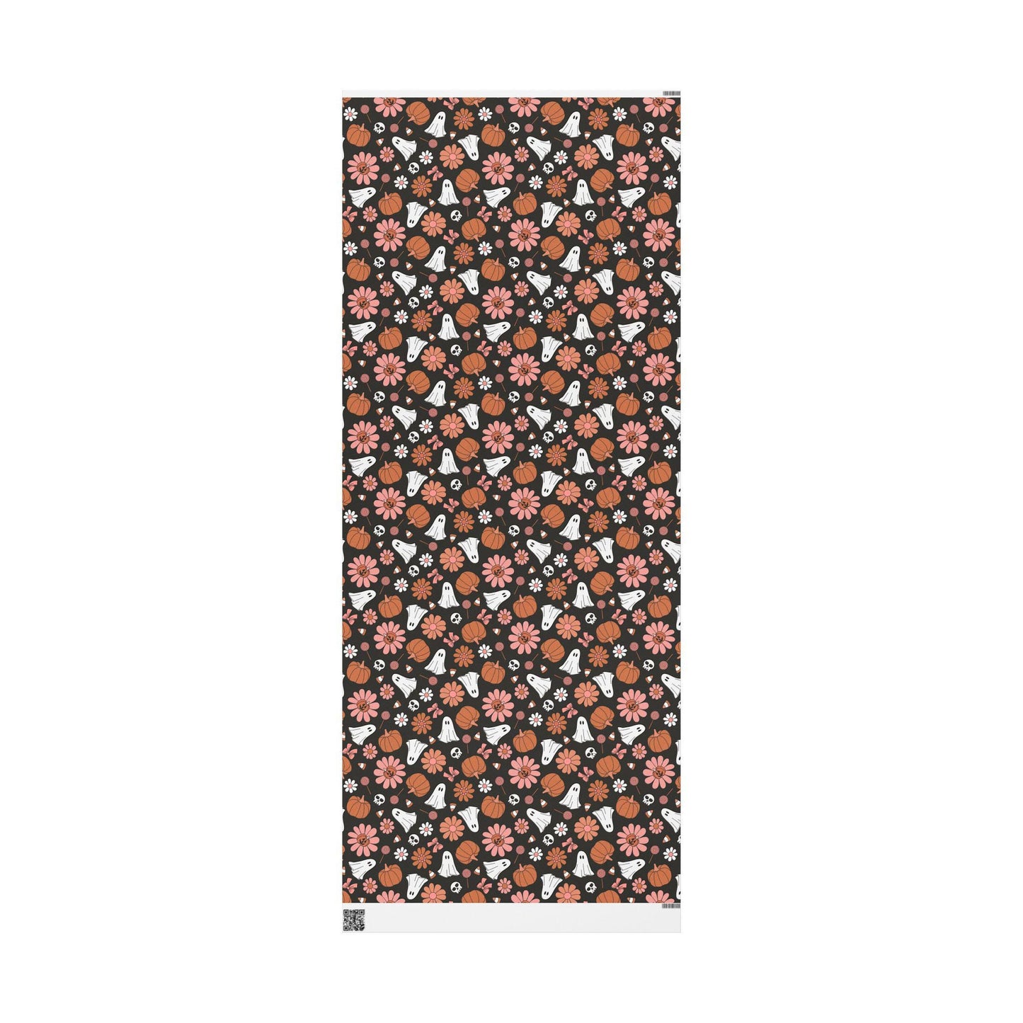 Ghost and Pumpkin Halloween Wrapping Paper Roll, Trick or Treat Spooky Gift Wrap for October Groovy Retro Party Packaging