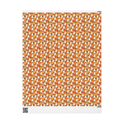 Cute Watercolor Halloween Wrapping Paper Roll, Pastel Ghosts and Pumpkins Gift Wrap, Soft Spooky Fall Party Decor
