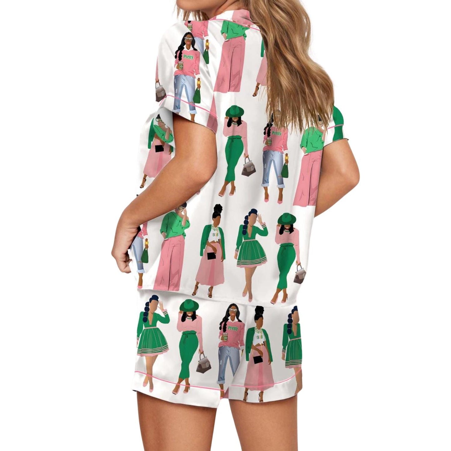 Sisterhood-Inspired Satin Pajama Set For Women HVNHWA98  Pajamas Set