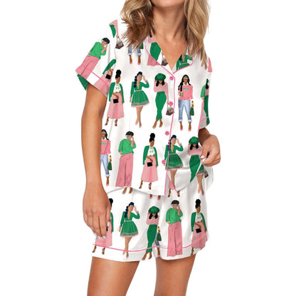 Sisterhood-Inspired Satin Pajama Set For Women HVNHWA98  Pajamas Set