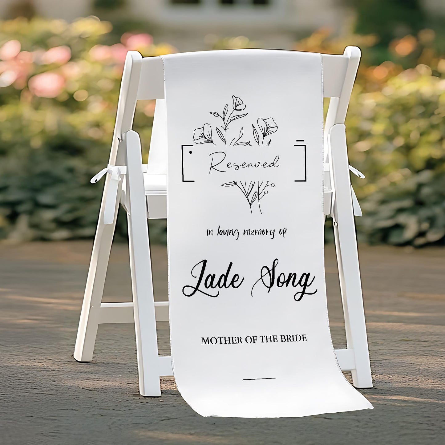 Custom Reserved Memorial Chair Sign, In Loving Memory Mother of the Bride Banner, Reserved Wedding Memorial Chair Sign, Wedding Chair Banner