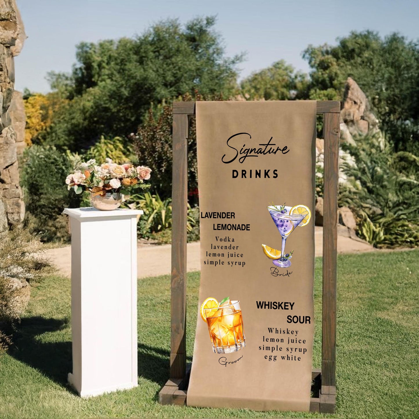 Personalized Bar Sign, Wedding Bar Menu, Custom Bar Sign, Bar Sign, Signature Cocktails Sign, Minimalist Bar, His and Hers Wedding Bar Sign