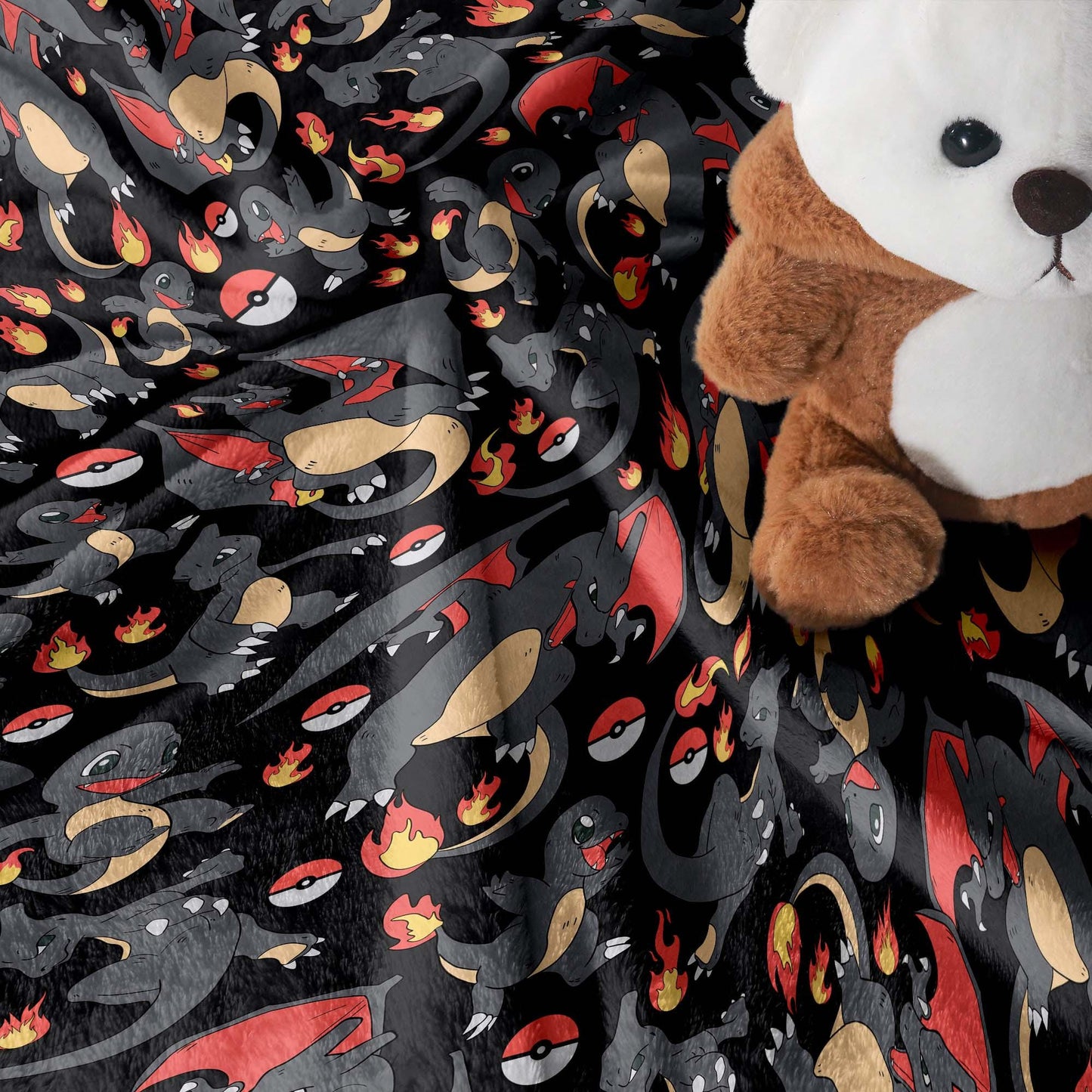 Charizard and Charmander Fleece Blanket, Fire Dragon Throw Blanket, Cozy Blanket for Bedroom Decor, Charizard Blanket Gifts