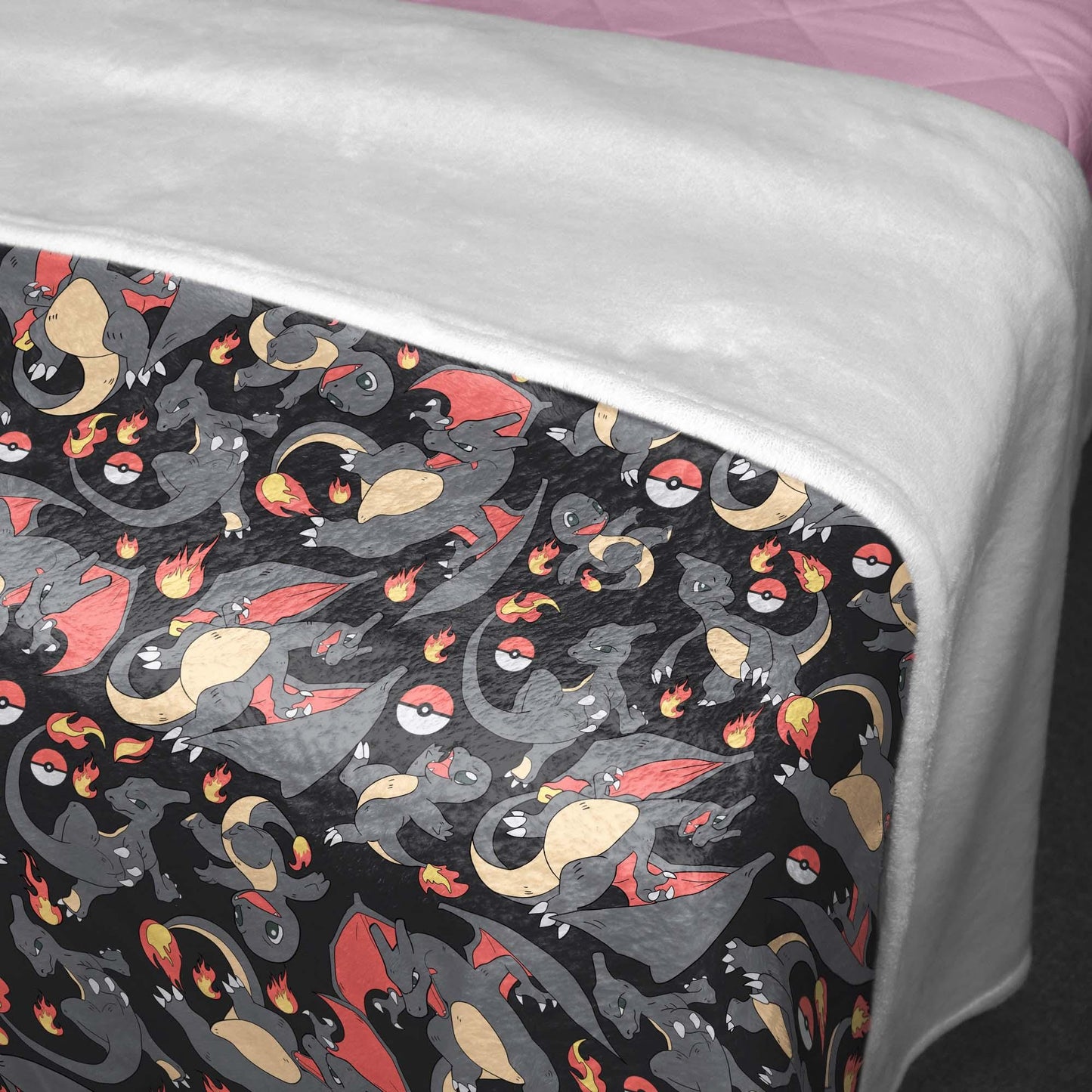 Charizard and Charmander Fleece Blanket, Fire Dragon Throw Blanket, Cozy Blanket for Bedroom Decor, Charizard Blanket Gifts