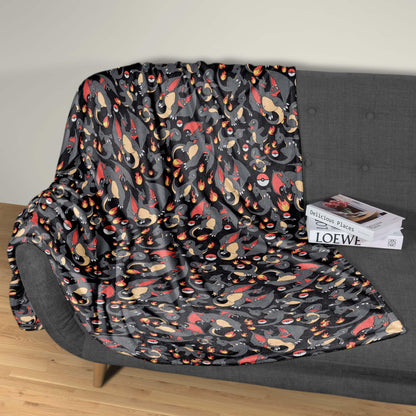 Charizard and Charmander Fleece Blanket, Fire Dragon Throw Blanket, Cozy Blanket for Bedroom Decor, Charizard Blanket Gifts