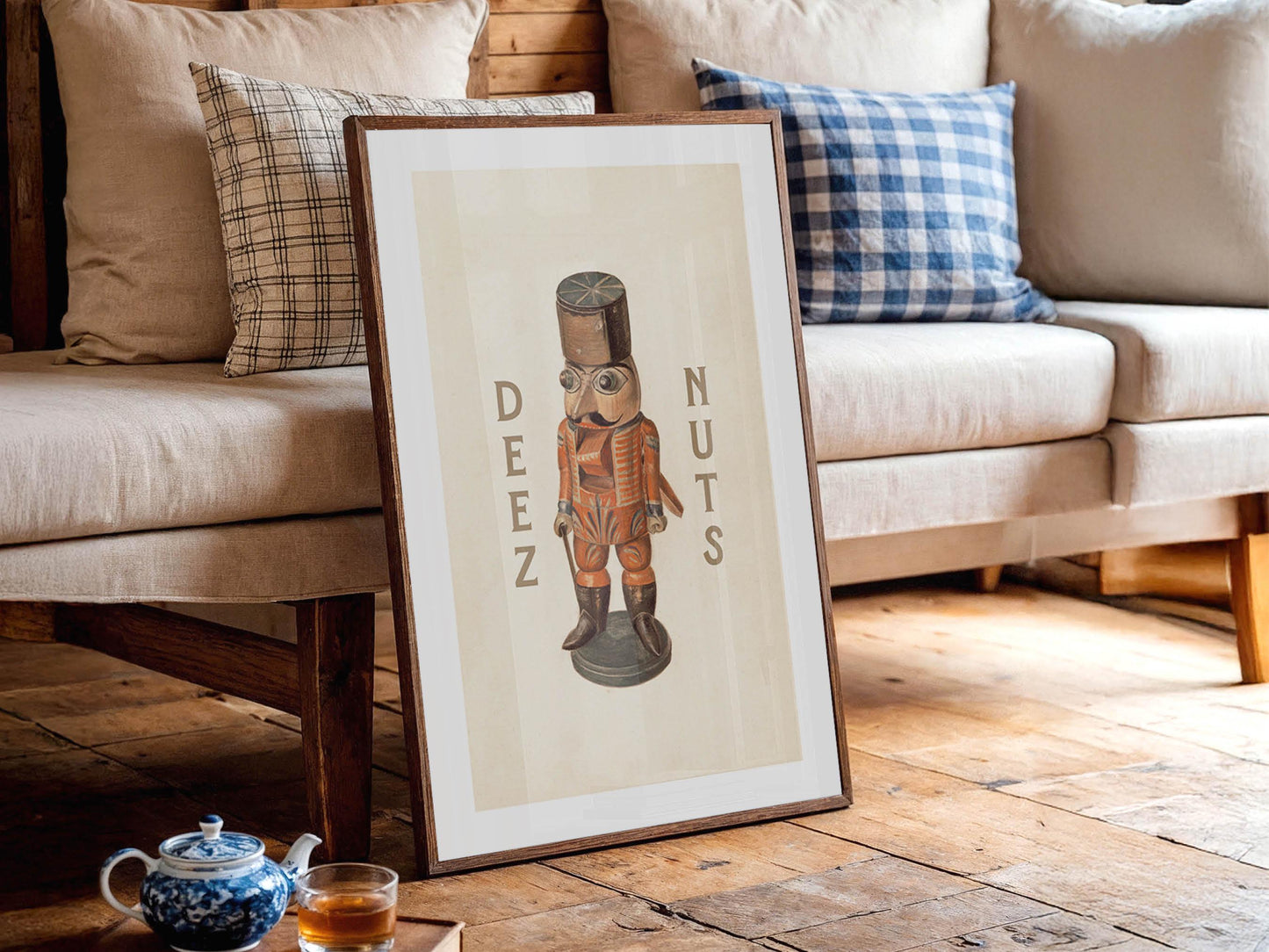 Nutcracker Print Retro Christmas Art Deez Nuts Poster Holiday Themed Kitchen Wall Art Festive Gift for Home Decor Christmas Kitchen Decor