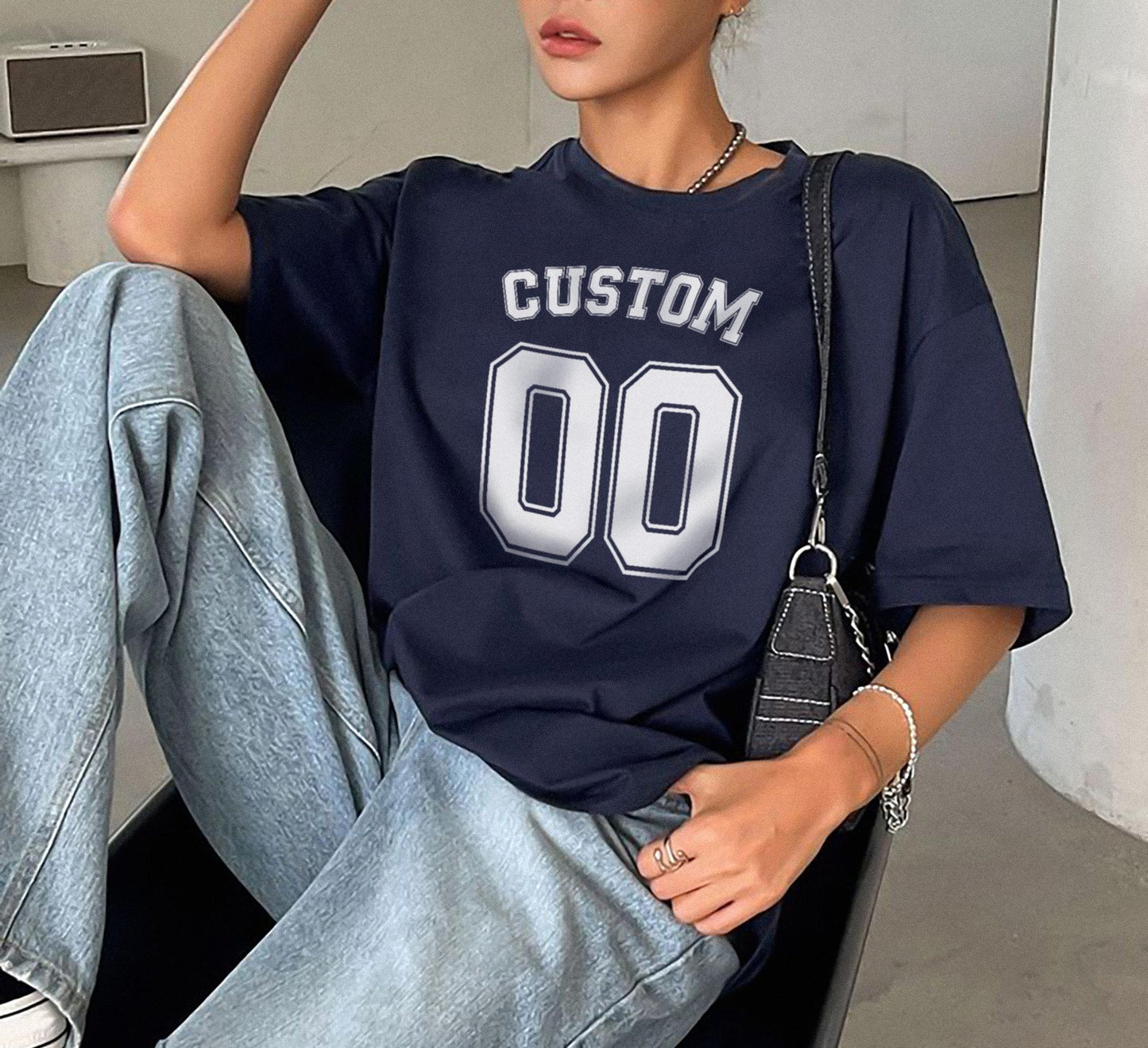 Custom Jersey Style Number and Name Unisex Tshirt