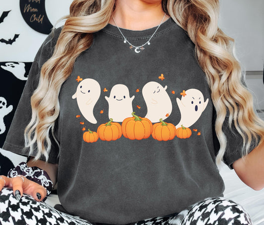 Halloween Ghost Shirt, Halloween Pumpkin Sweatshirt, Spooky Season T-Shirt, Treat Or Trick Pumpkin Tee, Scary Halloween Woman Shirt
