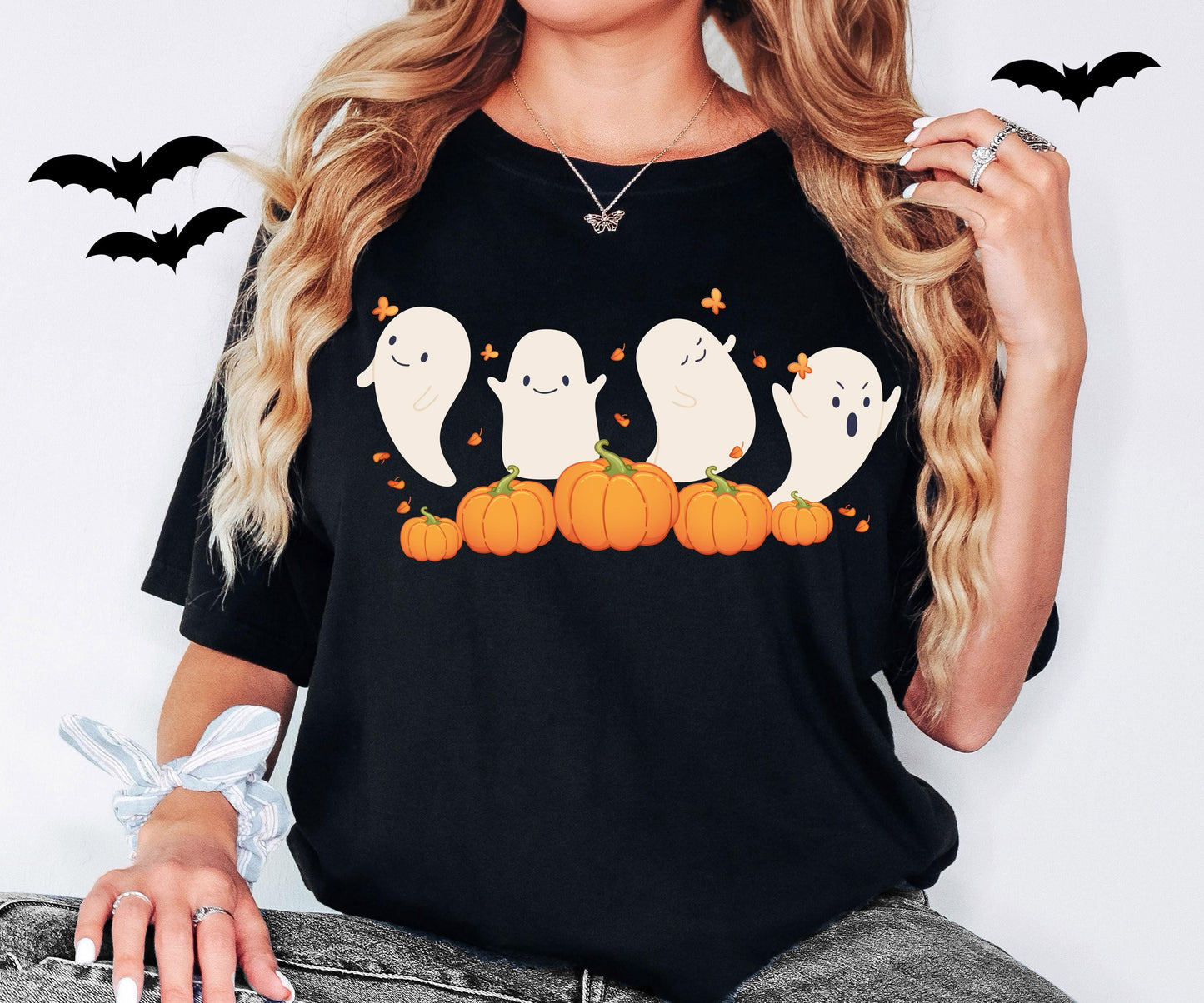 Halloween Ghost Shirt, Halloween Pumpkin Sweatshirt, Spooky Season T-Shirt, Treat Or Trick Pumpkin Tee, Scary Halloween Woman Shirt