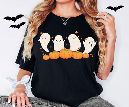 Halloween Ghost Shirt, Halloween Pumpkin Sweatshirt, Spooky Season T-Shirt, Treat Or Trick Pumpkin Tee, Scary Halloween Woman Shirt