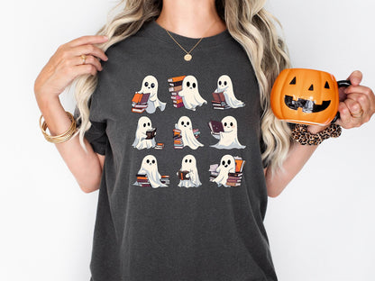 Comfort Colors® Retro Ghost Reading Books Shirt, Librarian Ghost Halloween, Halloween Teacher Shirt, Halloween Shirt, Teacher Gift