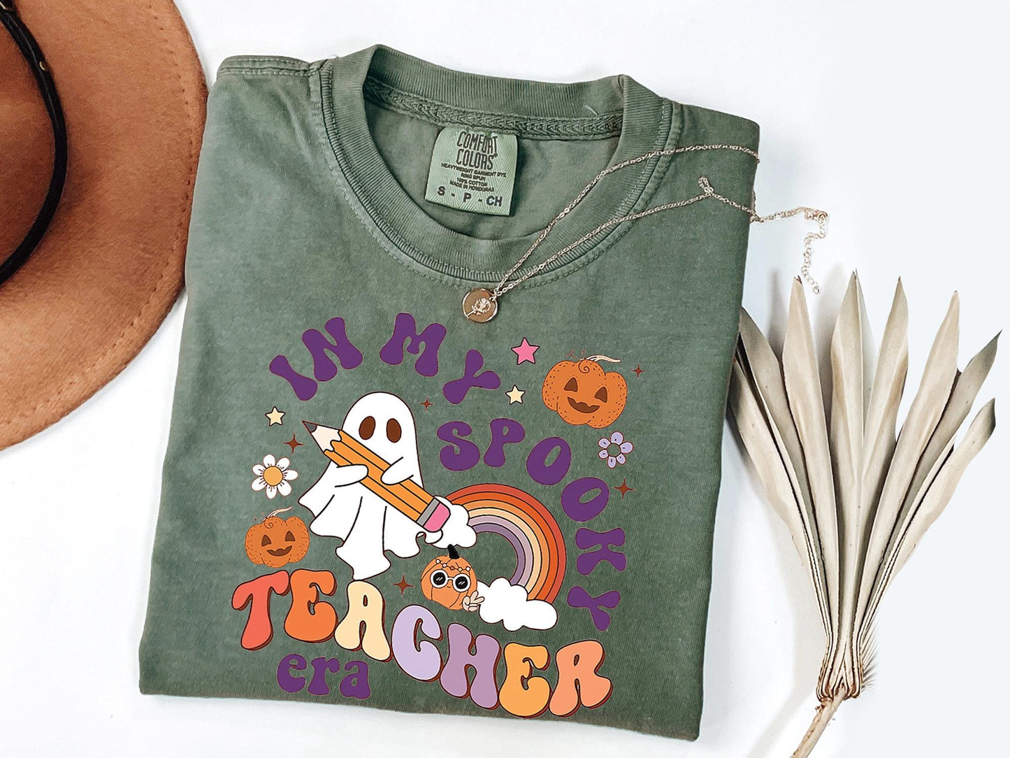 Comfort Colors® Halloween Teacher Shirts, Cute Ghost Teacher Halloween Shirt, Spooky Teacher Tshirt, Halloween Shirt, Fall Teacher Shirt