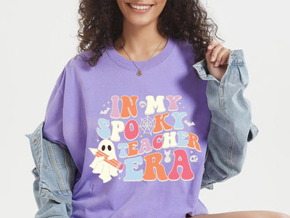 Comfort Colors® Halloween Teacher Shirts, Cute Ghost Teacher Halloween Shirt, Spooky Teacher Tshirt, Halloween Shirt, Fall Teacher Shirt