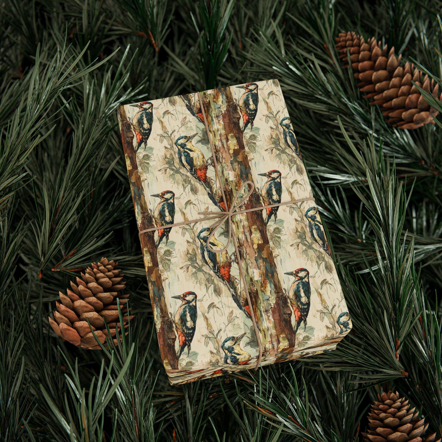 Bird Gift Wrap Roll with Binoculars and Feathers, Wrapping Paper for Nature Walkers and Bird Watchers #29
