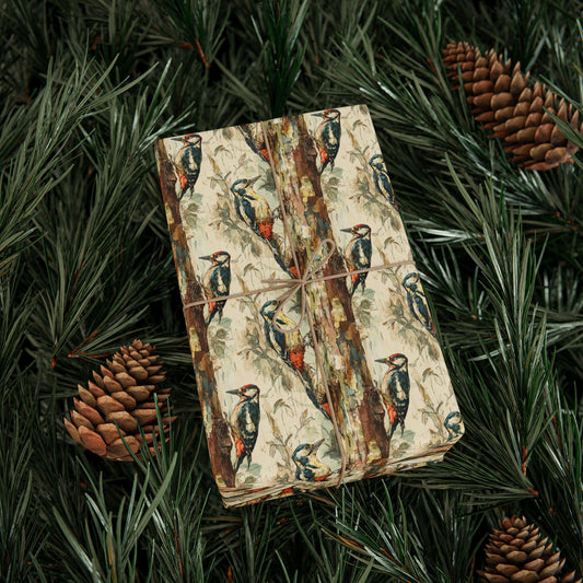 Bird Gift Wrap Roll with Binoculars and Feathers, Wrapping Paper for Nature Walkers and Bird Watchers #29