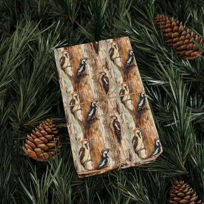 Bird Watching Wrapping Paper Roll, Gift Wrap for Wildlife Lovers with Woodland Bird Illustrations #28
