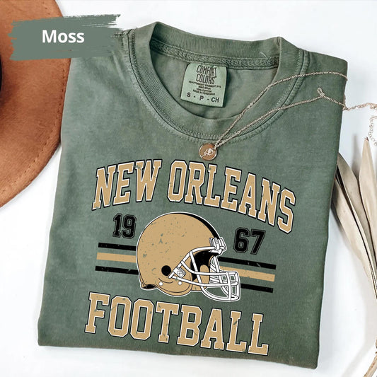 Comfort Colors Vintage New Orleans Football Shirt, Woman Game Day Shirt, Football Sports Gear, Gift For Her, Unisex New Orleans Football Tee