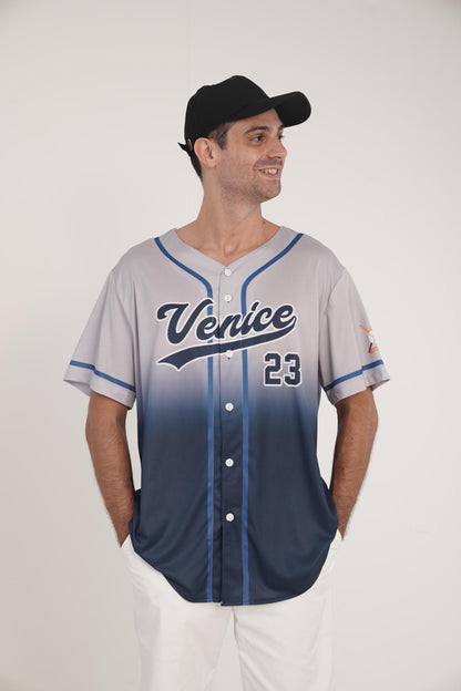 Custom Baseball Jersey Gradient with Teamname Name Number Logo, Personalized Jersey Shirt for Adult Kid, Gift for Baseball Fans Navy Gray