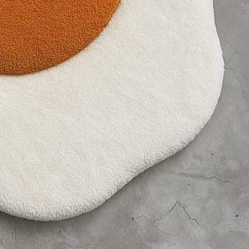 Fried Egg Rug: Handmade Tufted Cotton & Wool, Funny Kitchen Decor