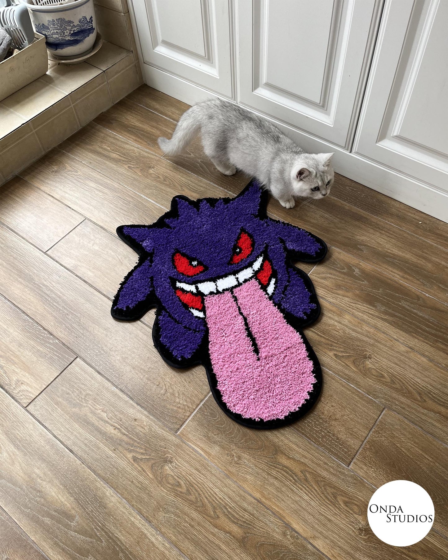 Tufted Gengar with Tongue Rug | Custom Rug, Handmade Rug, Tufted Rug, Cheap Rug, Anime Rug, Bedroom Rug, Living Room Rug, Charizard Rug Gift