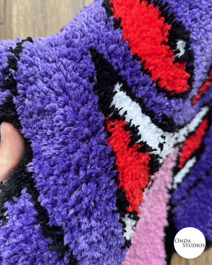 Tufted Gengar with Tongue Rug | Custom Rug, Handmade Rug, Tufted Rug, Cheap Rug, Anime Rug, Bedroom Rug, Living Room Rug, Charizard Rug Gift