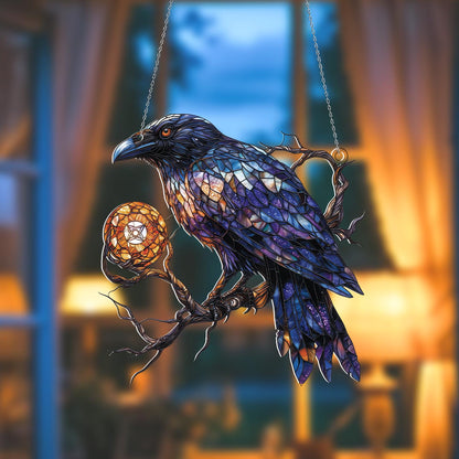 Raven Acrylic Window Hanging, Crow Decor, Acrylic Bird Window Hangings Art Decoration, Gift for dad, Bird lovers, House decor