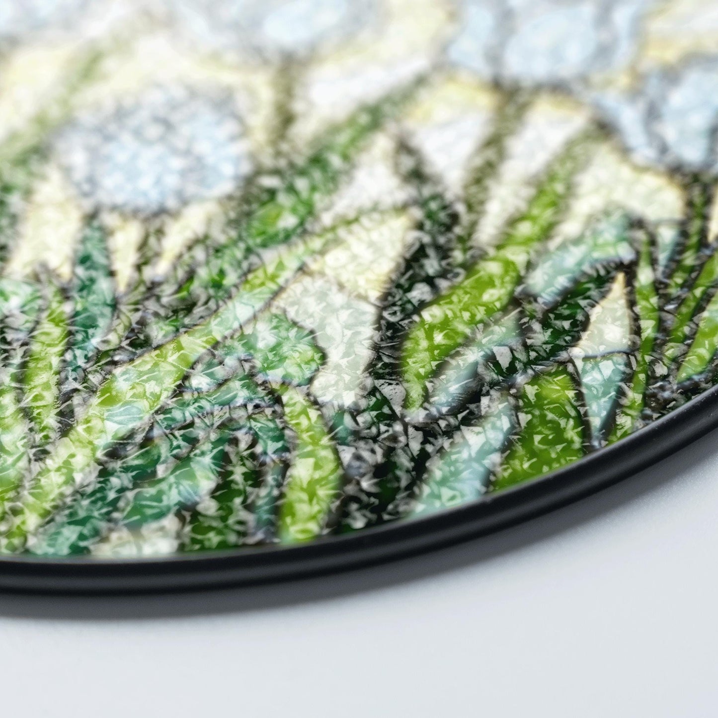 White Tulip Garden Round Glass Suncatcher Window Art Gift for Mothers Day or Spring Birthday