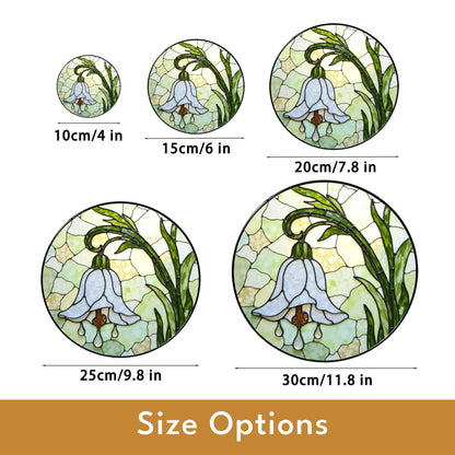 White Bell Flower Stained Glass Suncatcher Floral Window Hanging Gift for Moms and Garden Lovers
