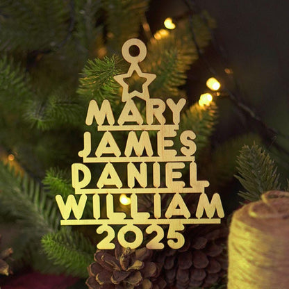 Custom Family Name Wooden Christmas Tree Ornament: Laser-Cut Keepsake