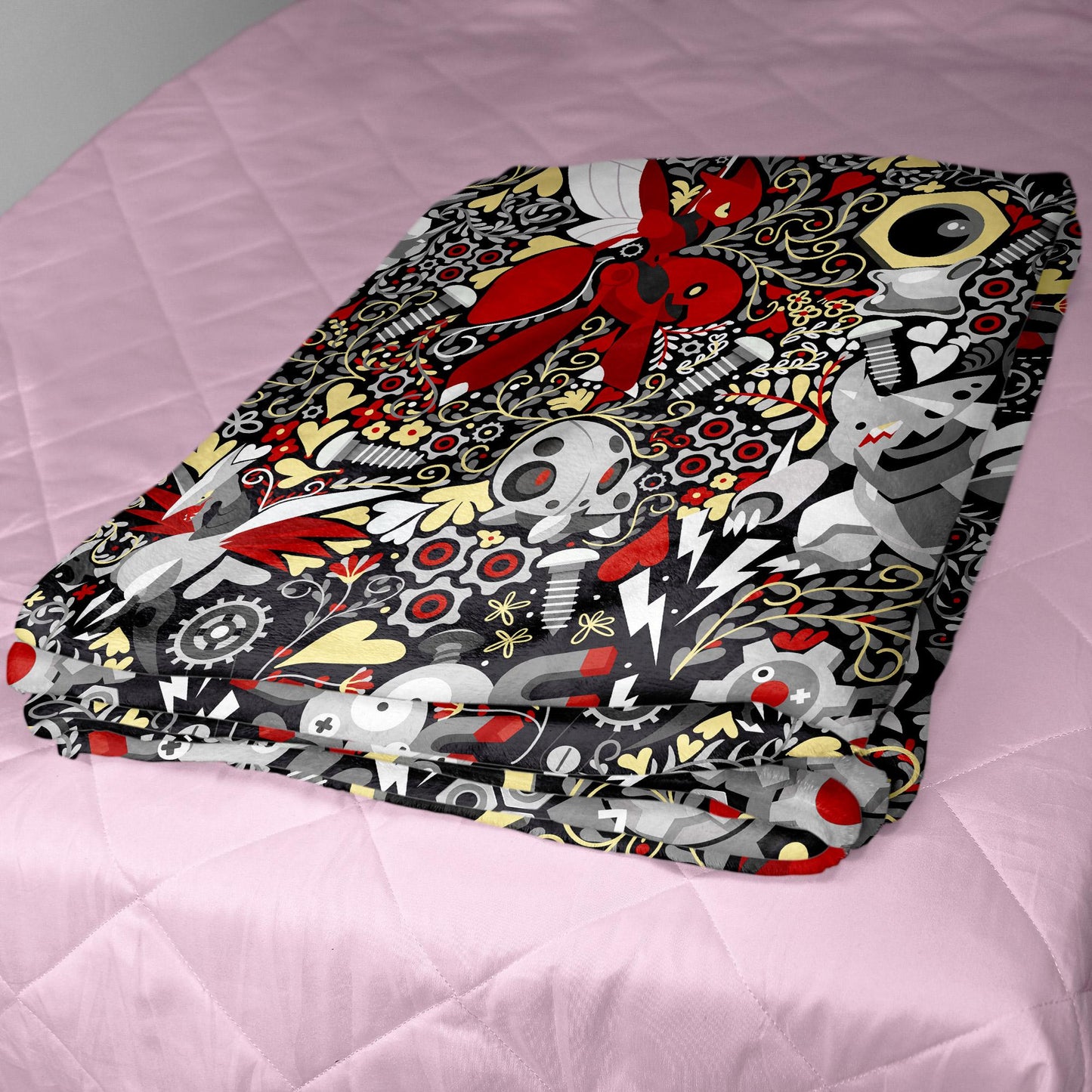 Scizor and Aggron Fleece Blanket, Throw Blanket for Kids and Adults, Soft Cozy Bed Blanket, Cool Bedding Gift, Scizor Blanket Gifts