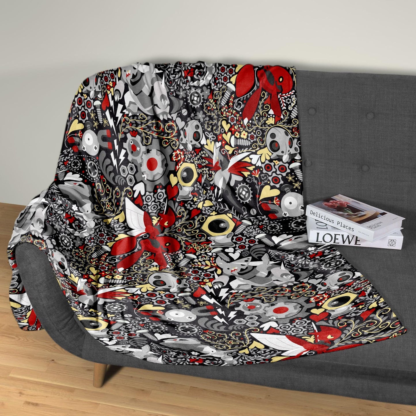 Scizor and Aggron Fleece Blanket, Throw Blanket for Kids and Adults, Soft Cozy Bed Blanket, Cool Bedding Gift, Scizor Blanket Gifts