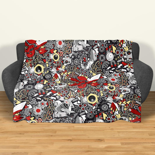 Scizor and Aggron Fleece Blanket, Throw Blanket for Kids and Adults, Soft Cozy Bed Blanket, Cool Bedding Gift, Scizor Blanket Gifts
