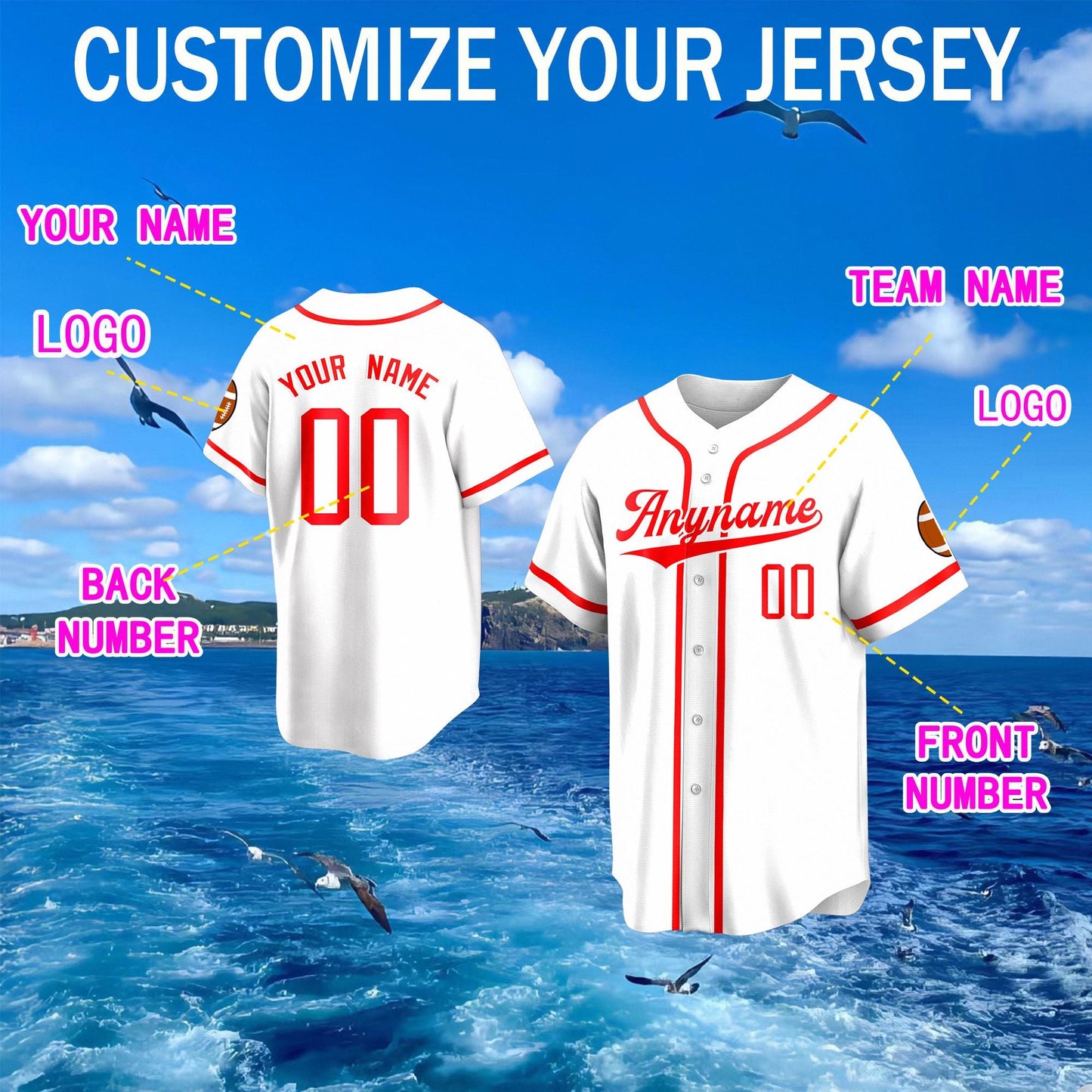 Custom Baseball Jerseys,Personalized Embroidery or Print Team Name, Number, Logo Baseball Sport Uniform for Men,Women,Boys,and Girls Gifts