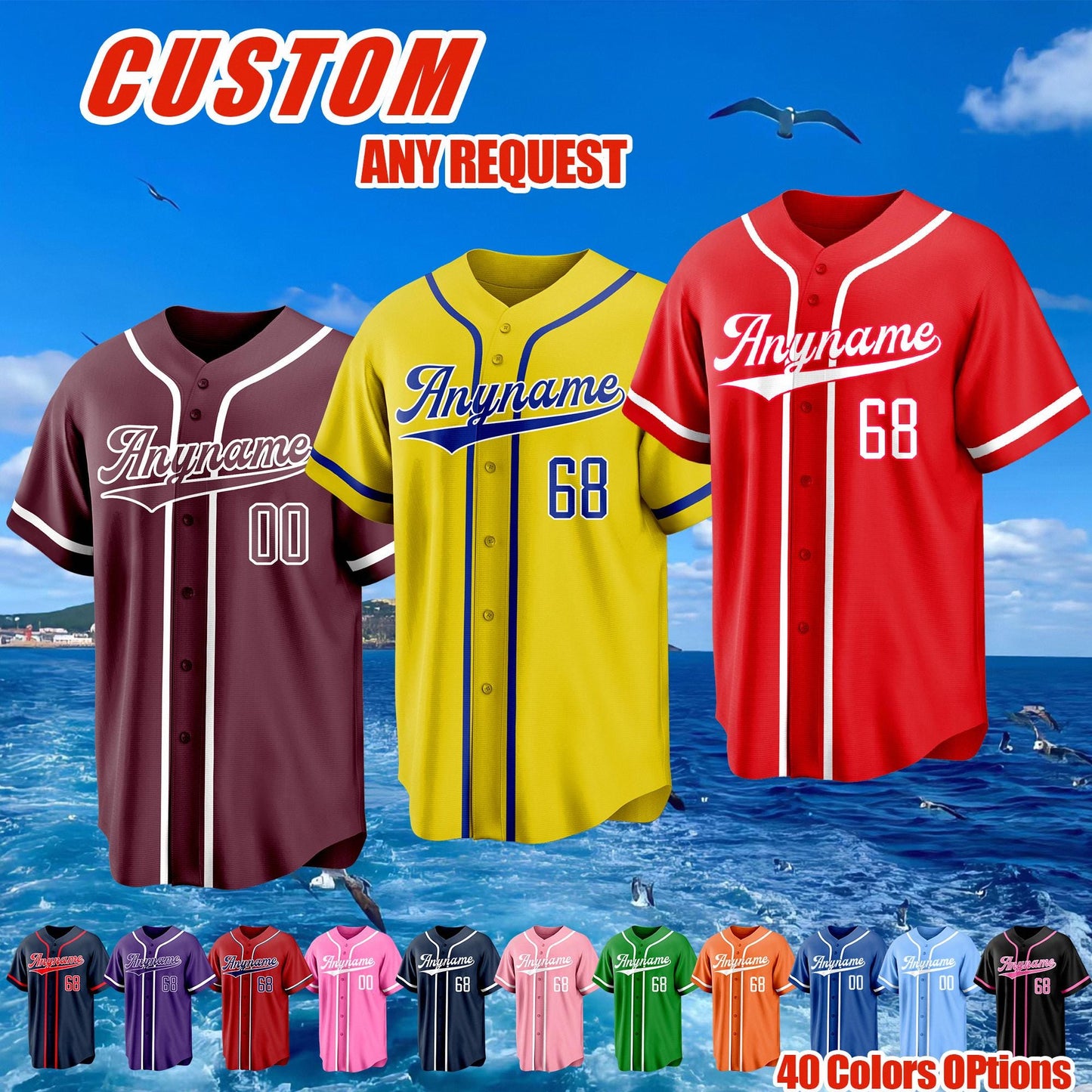 Custom Baseball Jerseys,Personalized Embroidery or Print Team Name, Number, Logo Baseball Sport Uniform for Men,Women,Boys,and Girls Gifts