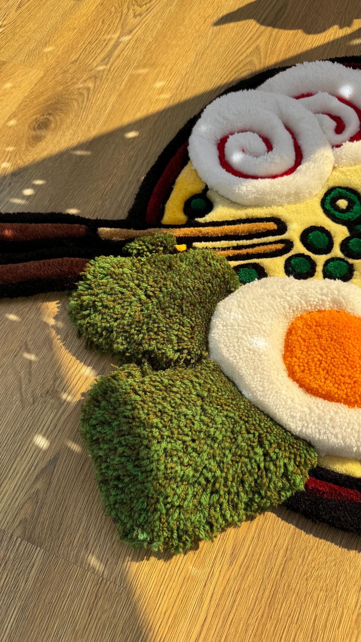 Custom Ramen Rug – Supper Puffy 3D Handmade Tufted Carpet, Cute Mat, Kawaii Girl Room Decor, Unique Gift for Her or Bedroom Mat