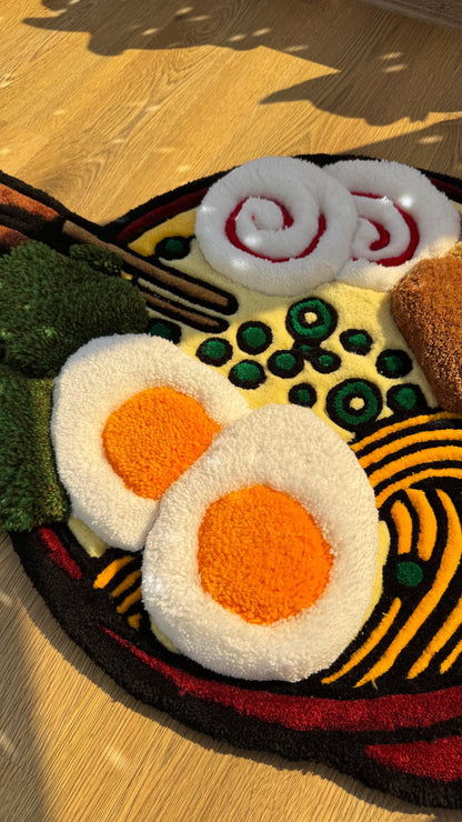 Custom Ramen Rug – Supper Puffy 3D Handmade Tufted Carpet, Cute Mat, Kawaii Girl Room Decor, Unique Gift for Her or Bedroom Mat