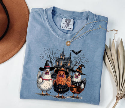 Comfort Colors® Cute Halloween Chicken Shirt, Chicken Lover Halloween Gift, Farmer Halloween, Chicken Mom Halloween Shirt, Thanksgiving Gift