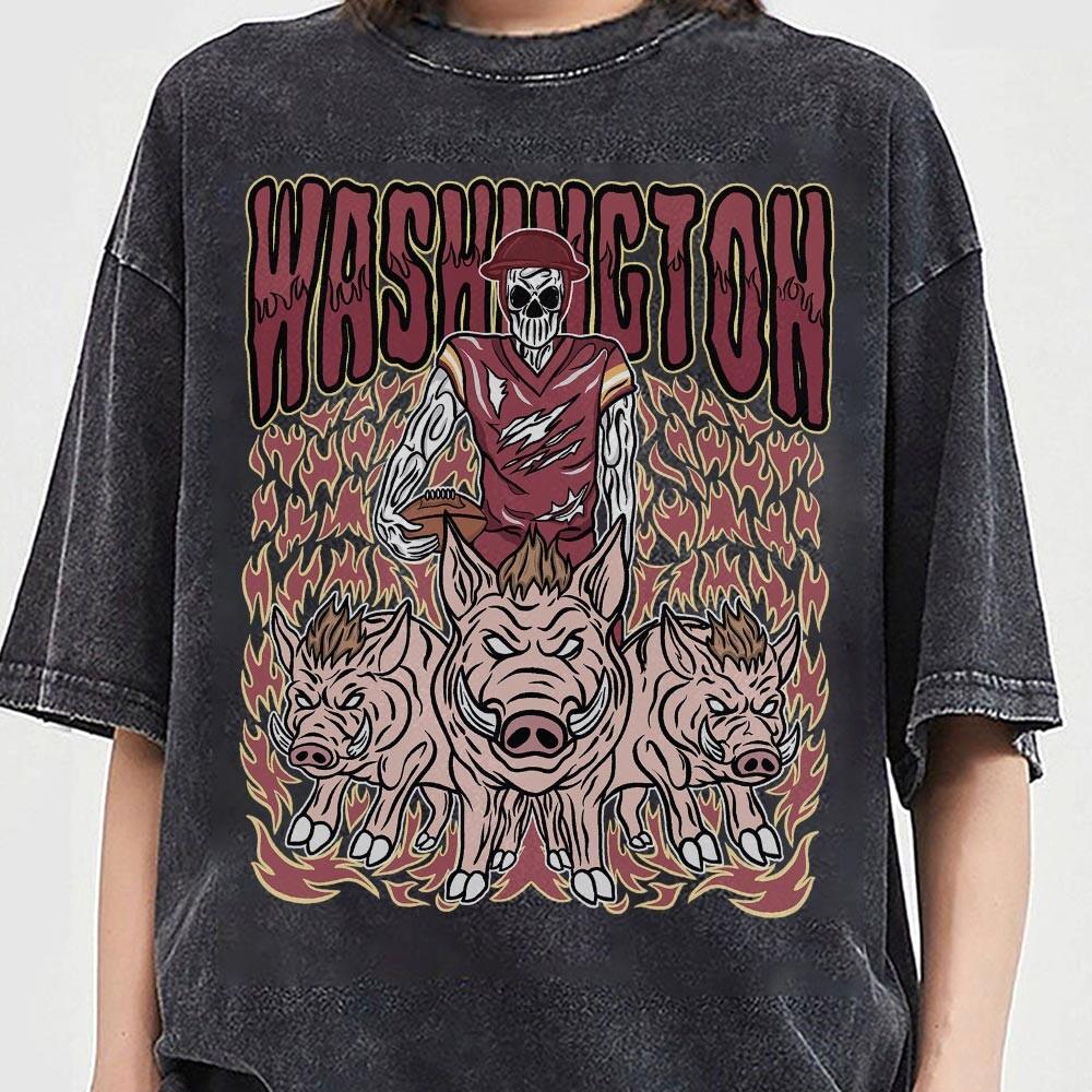Washington Football Skull Vintage Shirt, Gift For Fan Football Game Day Unisex Shirt