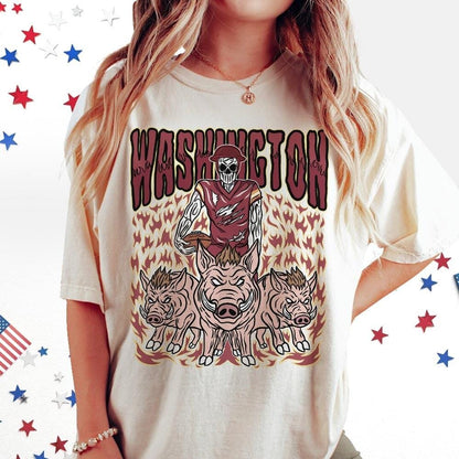 Washington Football Skull Vintage Shirt, Gift For Fan Football Game Day Unisex Shirt