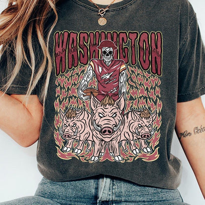 Washington Football Skull Vintage Shirt, Gift For Fan Football Game Day Unisex Shirt